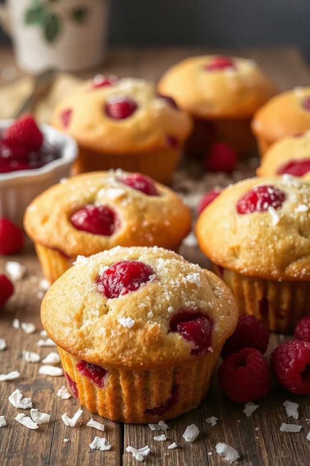 gluten free raspberry coconut muffins