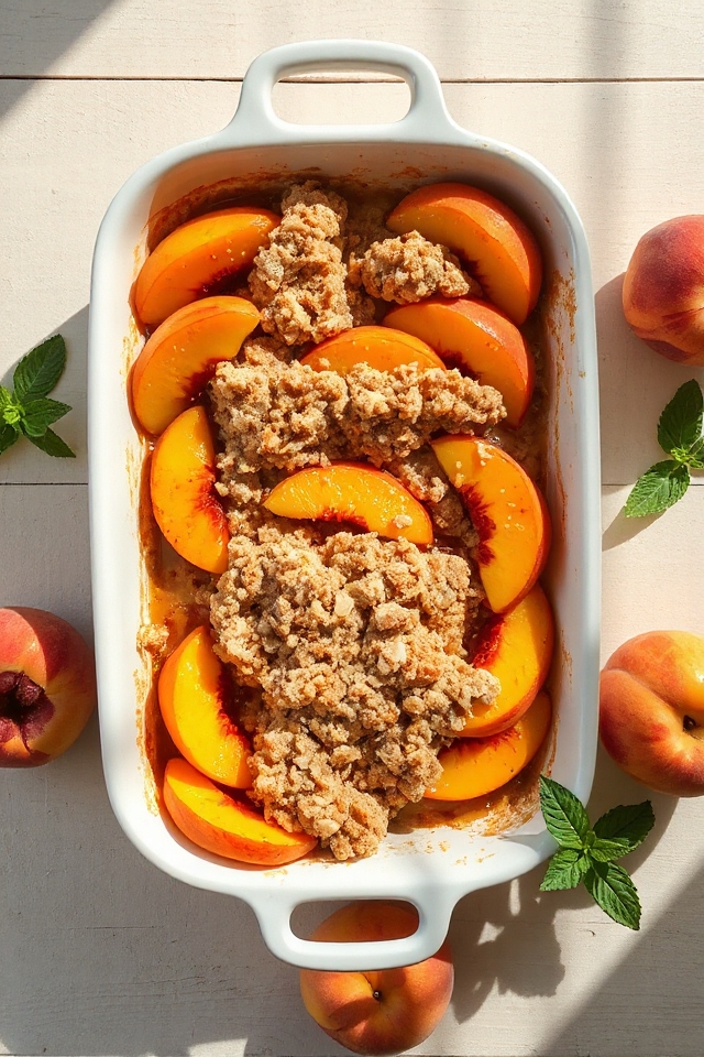 peach crisp with almond topping